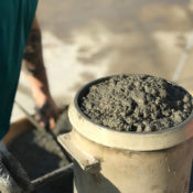 man mixing a new concrete technology design